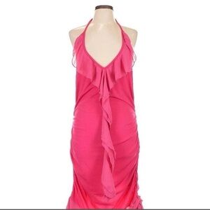 Vibrant Halter Ruffle Maxi Dress
